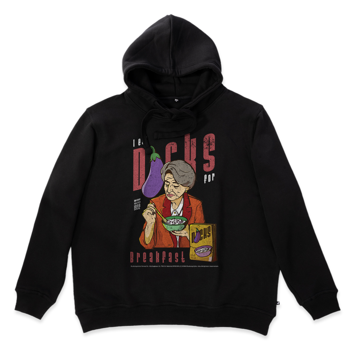 Huvtröja I eat dicks for breakfast (KP Original Hoodie oversize fit)